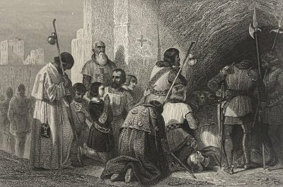 les_croises_au_saint_sepulcre_croisade_jerusalem_israel_gravure_vers_1830_france